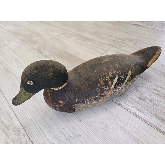 Antique Hand-Stamped "K" Rig Cork & Wood Black Duck Decoy - Early 20th Century Americana For Sale - Image 12 of 12