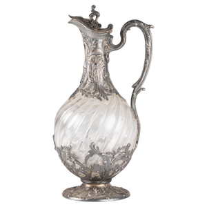 19th Century Napoleon III Silver and Crystal Ewer