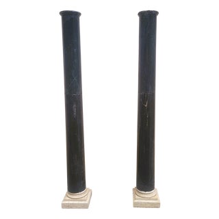 Green Marble Columns, 1800s, Set of 2 For Sale