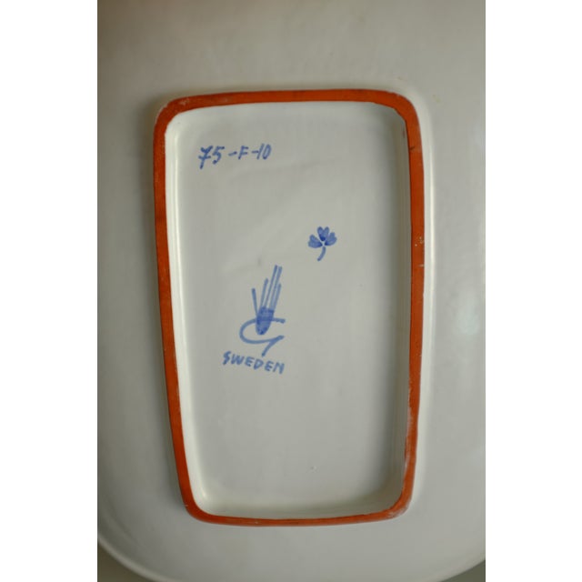 White Large 1950s Faience Ceramic Decorative Plate by Stig Lindberg For Sale - Image 8 of 8