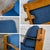 Mid to Late 20th Century Scandinavian Modern Oak Safari Sling Club Armchair Tan Leather Arms & Blue Corduroy For Sale - Image 11 of 18