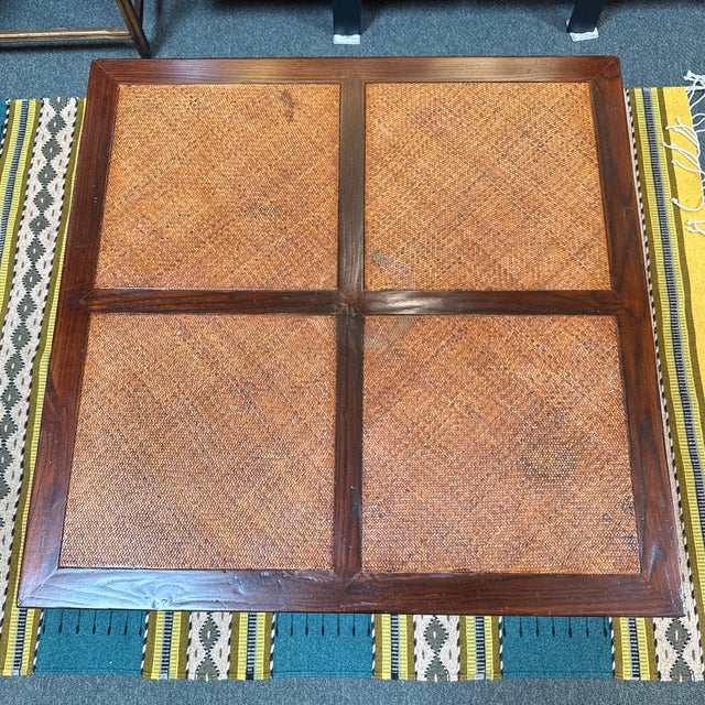 Late 20th Century Chinese-Style Woven Rattan Four-Drawer Coffee Table, Vintage For Sale - Image 5 of 12