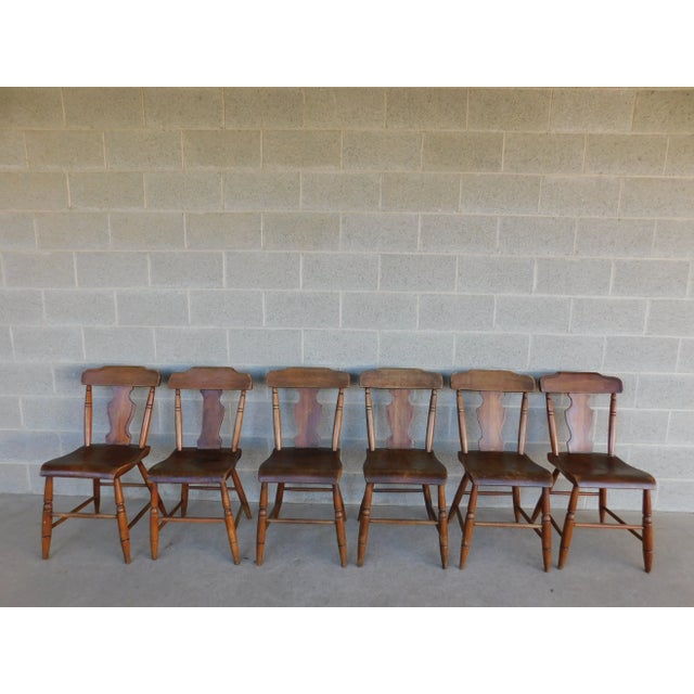 Antique Plank Bottom Chairs -Set of 6 For Sale - Image 12 of 13