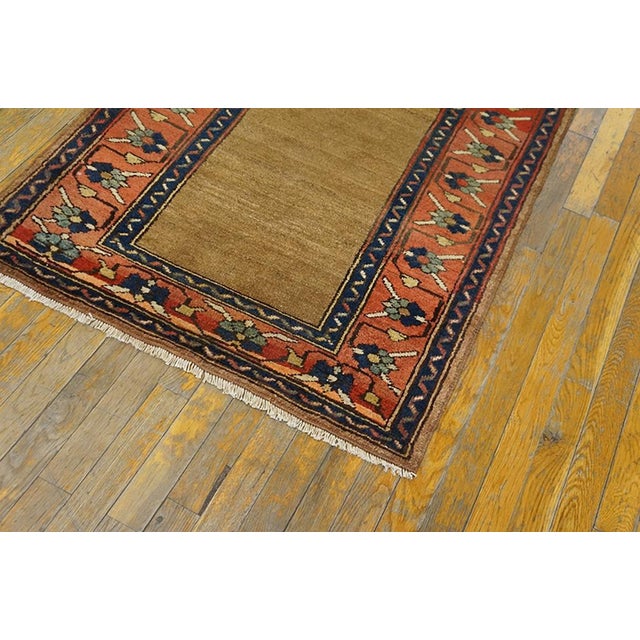 1890s Tan Camel Geometric Nw. Persian Kurdish Runner Rug 3' X 10' Handknotted Wool Carpet For Sale - Image 4 of 6