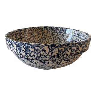 Vintage Marshall Pottery Blue Spongeware Mixing Bowl For Sale