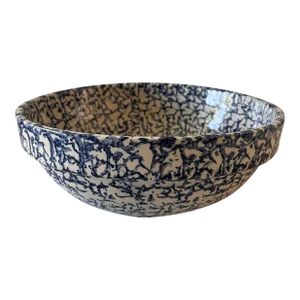 Vintage Marshall Pottery Blue Spongeware Mixing Bowl