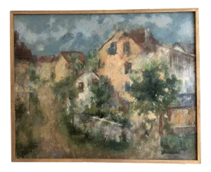 Jean-Jacques Boimond, Village de Beton-Bazoche, Oil on Canvas, Framed