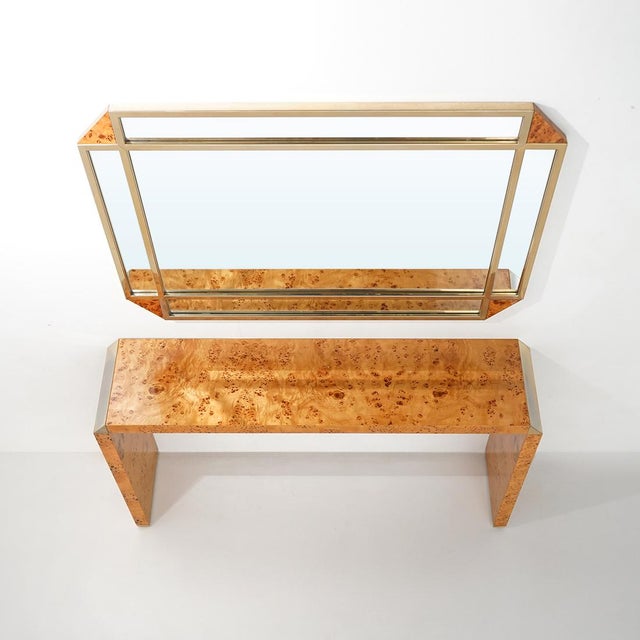 1970s Console Table with Mirror in Briar Root by Mario Falcone for Fratelli Turri, 1970s, Set of 2 For Sale - Image 5 of 16