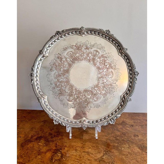 Large Antique Victorian Silver Plated Tray, 1880 For Sale - Image 7 of 7