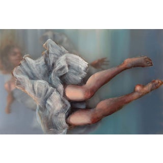 Falling Softly by Michelle Jader | Oil On 3 Acrylic Panels Depiction of a figure in motion. For Sale