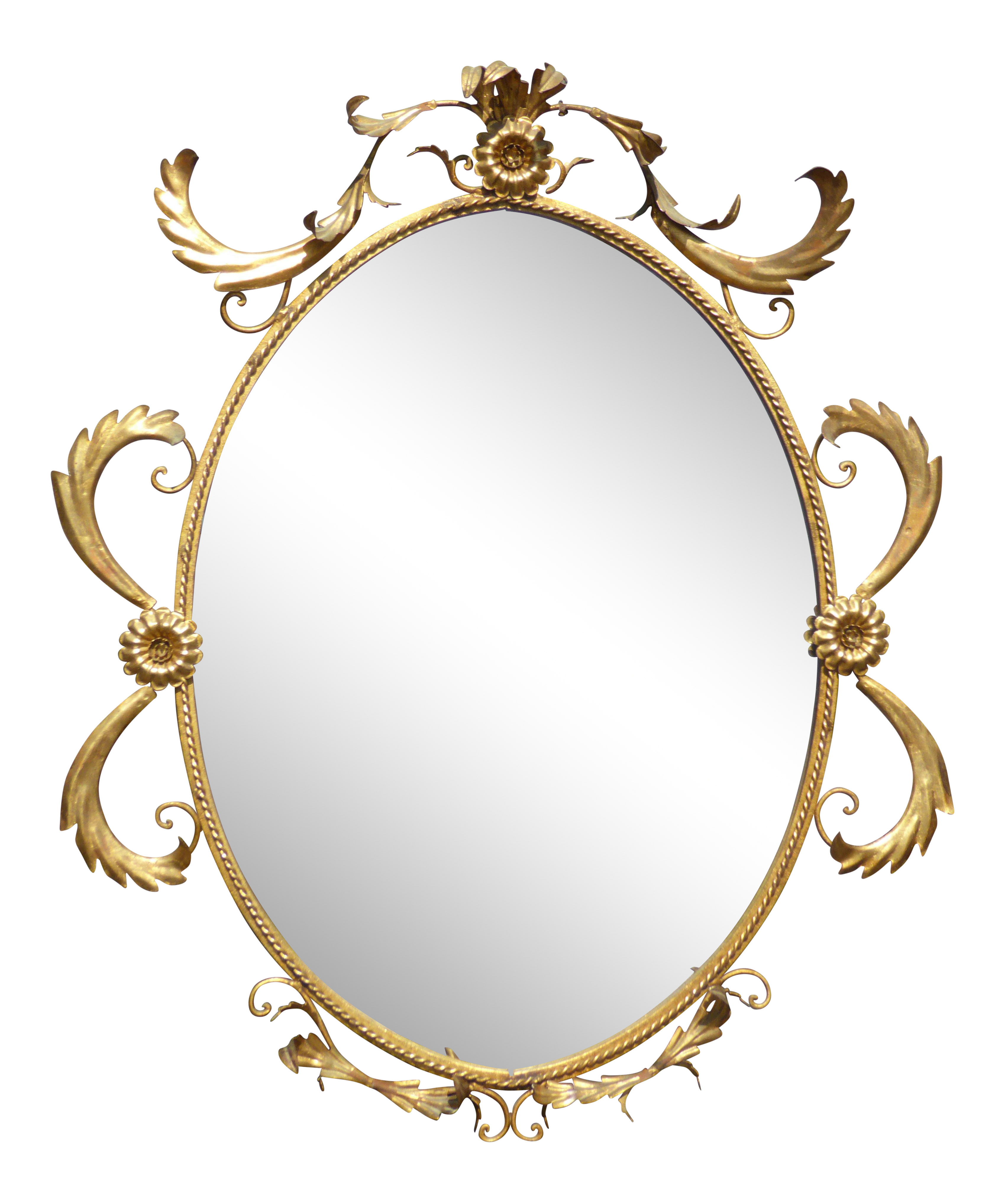 Large 35"Tall Vintage French Provincial Gold Metal Tole Wall Mantle Mirror Made in Italy - image 0