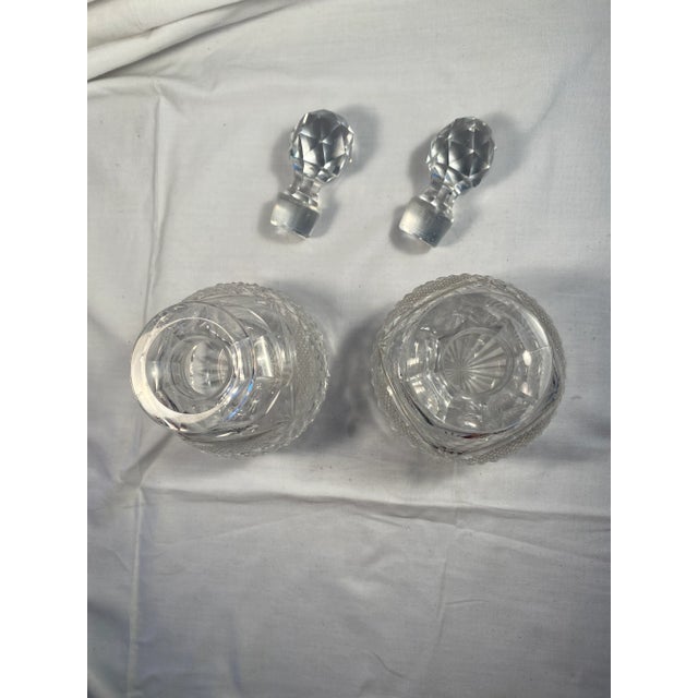 Victorian Antique English Cut-Glass Decanters- a Pair Circa 1880 For Sale - Image 3 of 5
