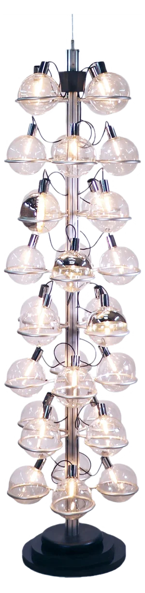 Italian Floor Light with 32 Glass Globes, 1960s
