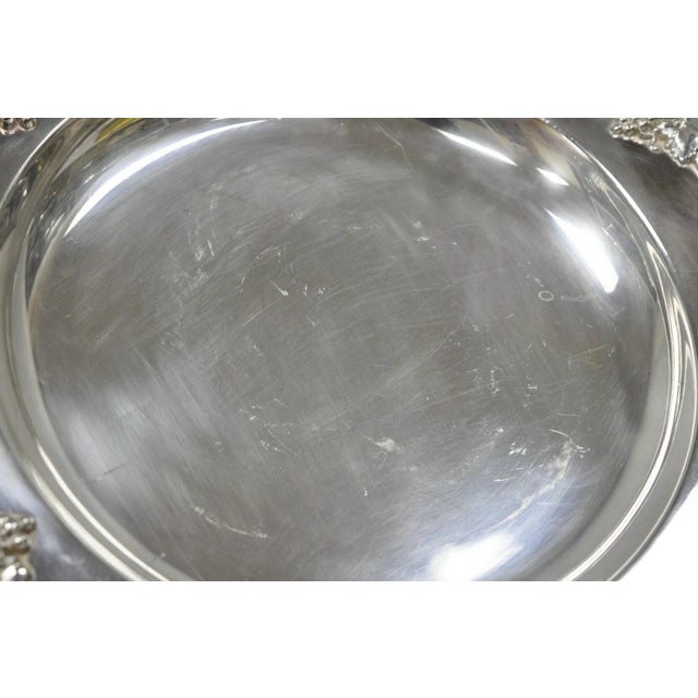 Metal Vintage English Victorian Sheffield Silver Plated Grapevine Repousse 12" Dish For Sale - Image 7 of 11