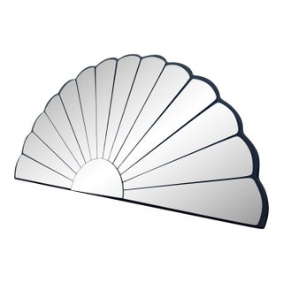 Vintage Decorative Art Deco Sculpted Fan Mirror For Sale