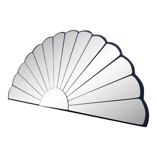 Vintage Decorative Art Deco Sculpted Fan Mirror For Sale