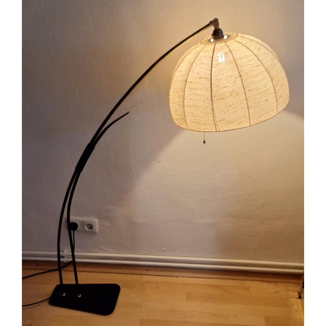 Mid-Century Modern Mid-Century German Arc Lamp with Black Plastic Base with an Iron Base Plate For Sale - Image 3 of 9