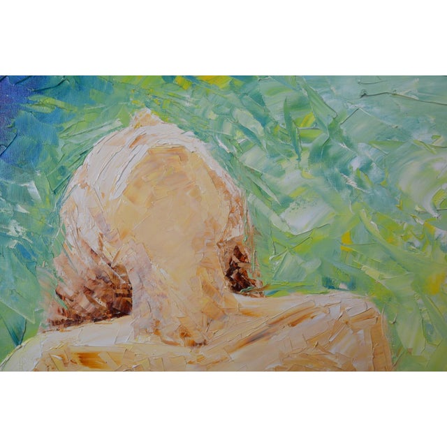 Yellow Contemporary French School Alexandre Pergler De Perglas Expressionist Figurative Painting, "Yellow Draped Nude" For Sale - Image 8 of 13