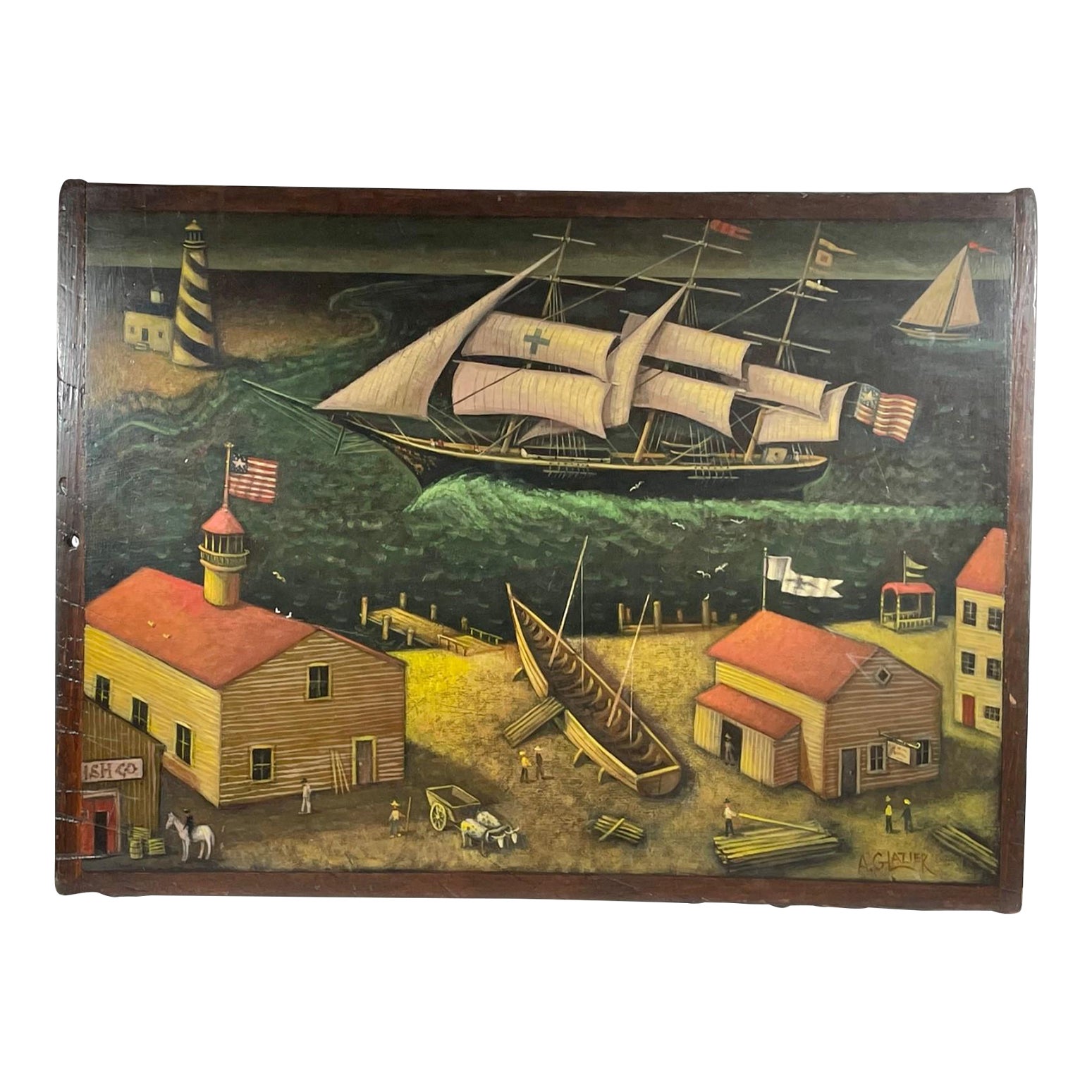 American Folk Art Painting by Pennsylvania Artist, Arthur Glazier (1928