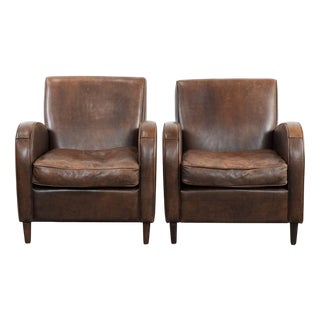 Club Chairs in Sheepskin Leather, Set of 2 For Sale