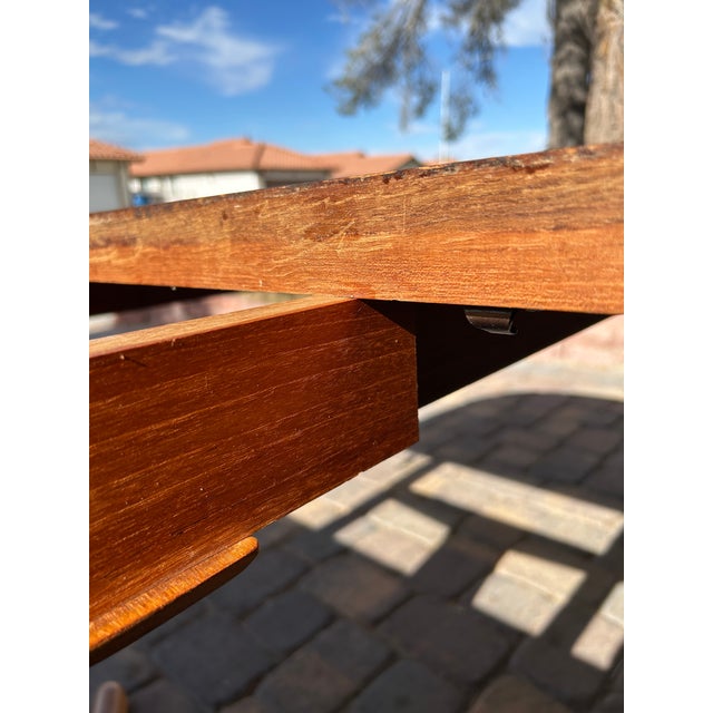 Brown Mid 20th Century Glostrup Møbelfabrik Danish Teak Pedestal Extension Dining Table For Sale - Image 8 of 14