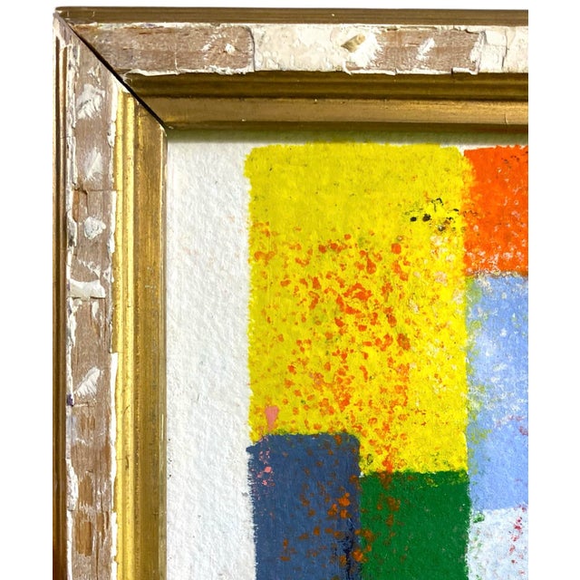 Abstract Small Abstract Modern Oil Painting in Vintage Gilt Frame For Sale - Image 3 of 4
