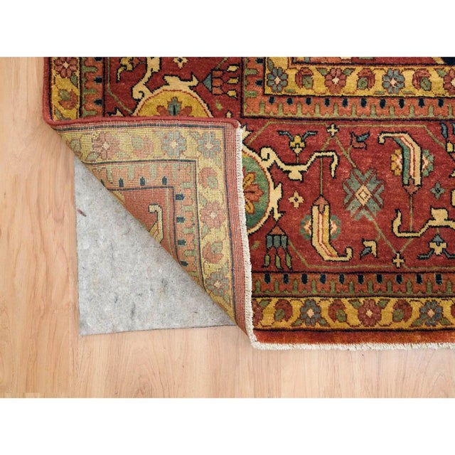 Red 2010s Terracotta Red, Densely Woven 100% Wool, Hand Knotted Antiqued Fine Heriz Re-Creation, Natural Dyes, Oversized Oriental Rug For Sale - Image 8 of 12