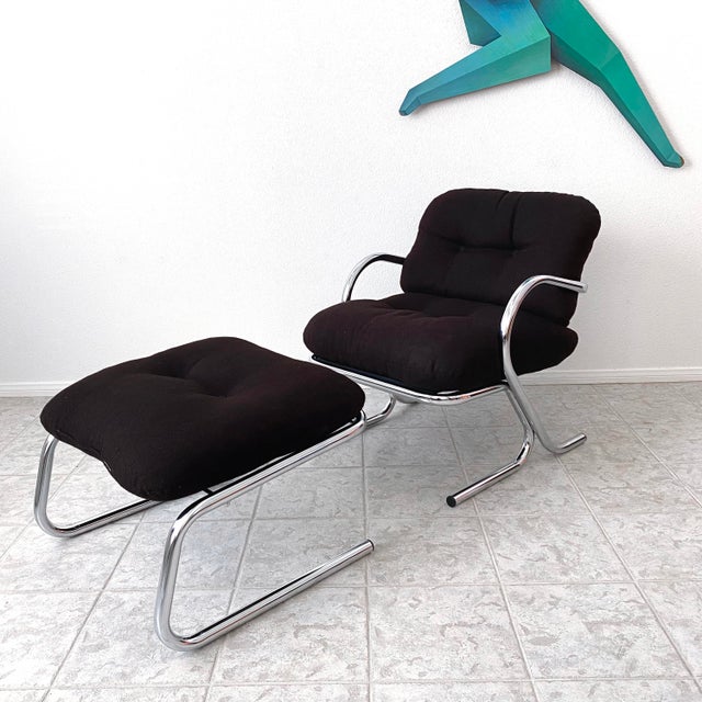 Mid Century Modern Jerry Johnson Chrome Lounge Chair With Ottoman Chairish