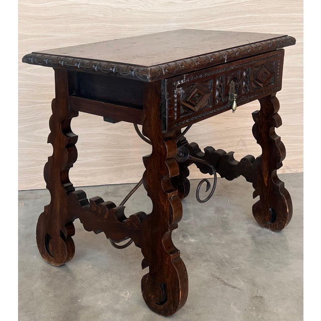 18th Spanish Console Table with Carved Drawers and Original Hardware For Sale - Image 11 of 18