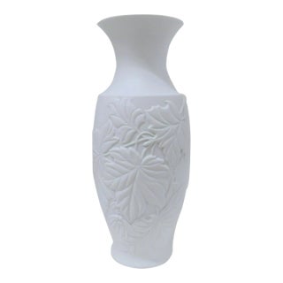 Bavarian Leaf-Embossed Porcelain Vase For Sale