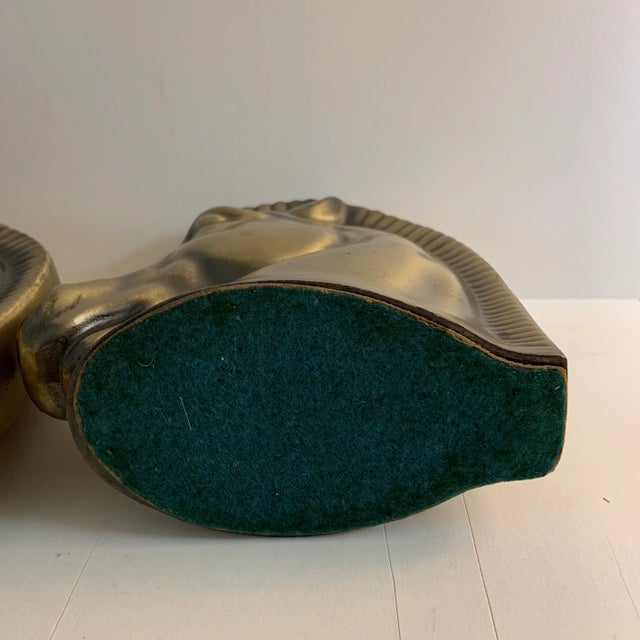 Metal Art Deco Trojan Horse Bookends - Set of 2 For Sale - Image 7 of 8