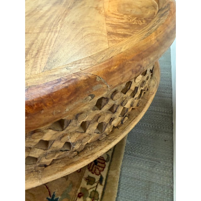 West Elm Carved Lattice Coffee Table For Sale - Image 10 of 12
