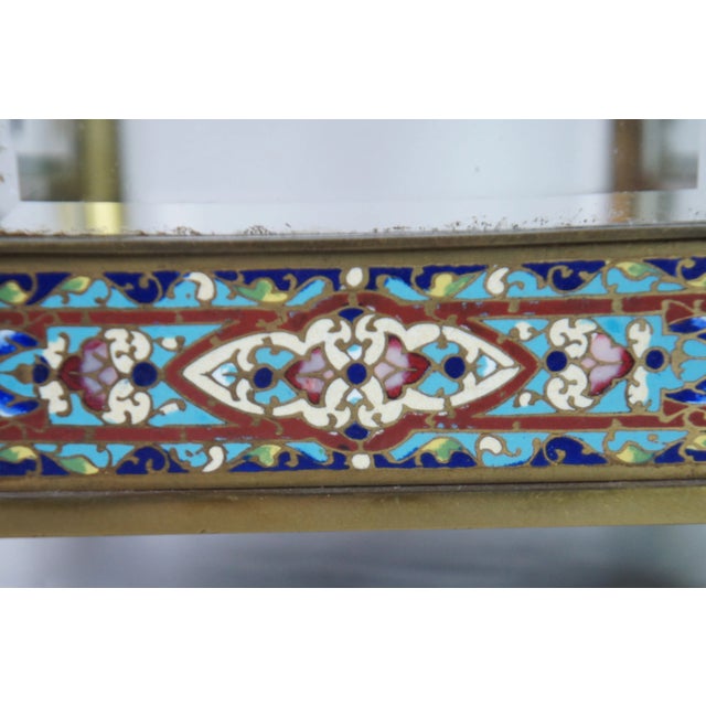 Antique French Japy Freres Brass Champleve Enameled Cloisonne Mantel Clock For Sale - Image 11 of 13