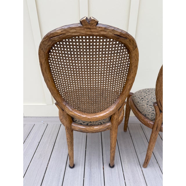 Set of 4 Vintage Faux Bois Dining Chairs With Cane Back For Sale In Philadelphia - Image 6 of 18