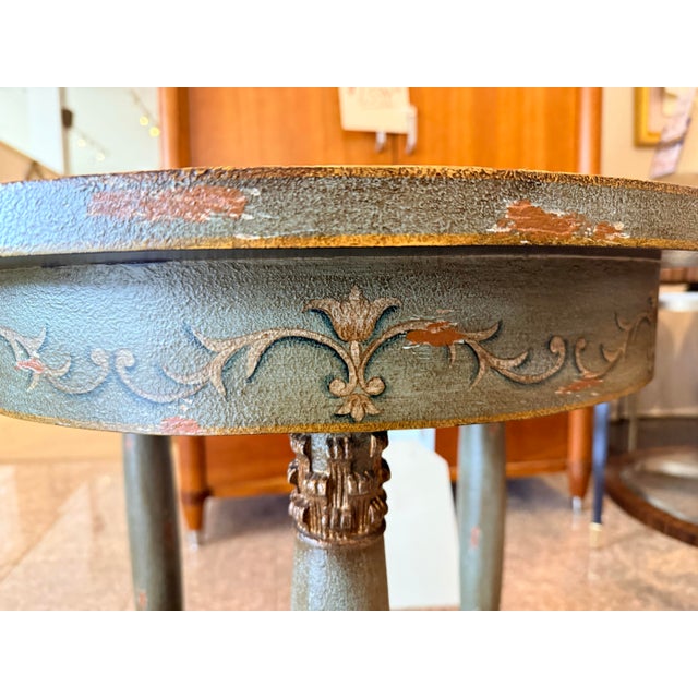 Harden Furniture Harden Charming Hand-Painted Neoclassical Side Table Round Table For Sale - Image 4 of 8