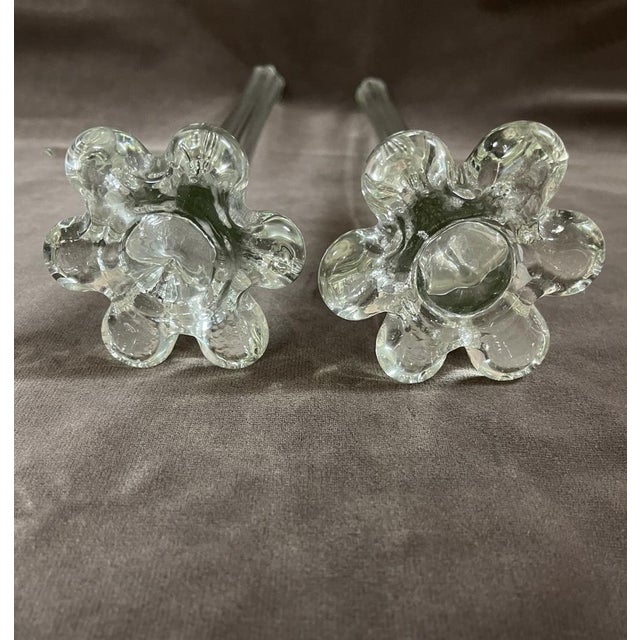 Art Nouveau French Gladioli Fluted Glass Vases, 1890s, Set of 2 For Sale - Image 5 of 6