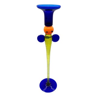 Czechoslovakian Bohemia Art Glass Butterfly Candlestick Holder by Jiri Sugajek For Sale