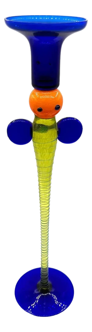 Czechoslovakian Bohemia Art Glass Butterfly Candlestick Holder by Jiri Sugajek