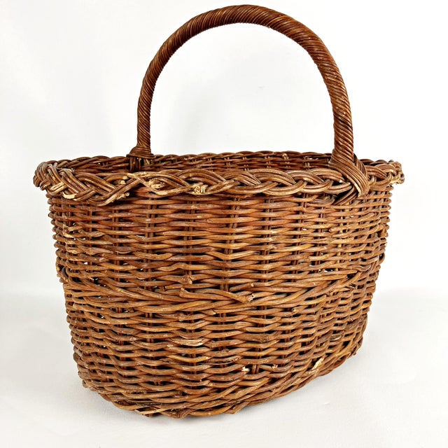1950s Vintage Wicker Gathering Basket Chairish