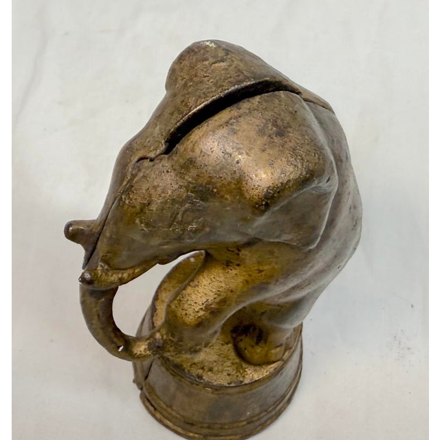Antique 1900s Ac Williams Hand Painted Cast Iron Gold Circus Elephant Still Bank For Sale - Image 4 of 9