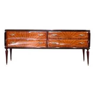 Italian Walnut and Brass Sideboard, 1950s For Sale