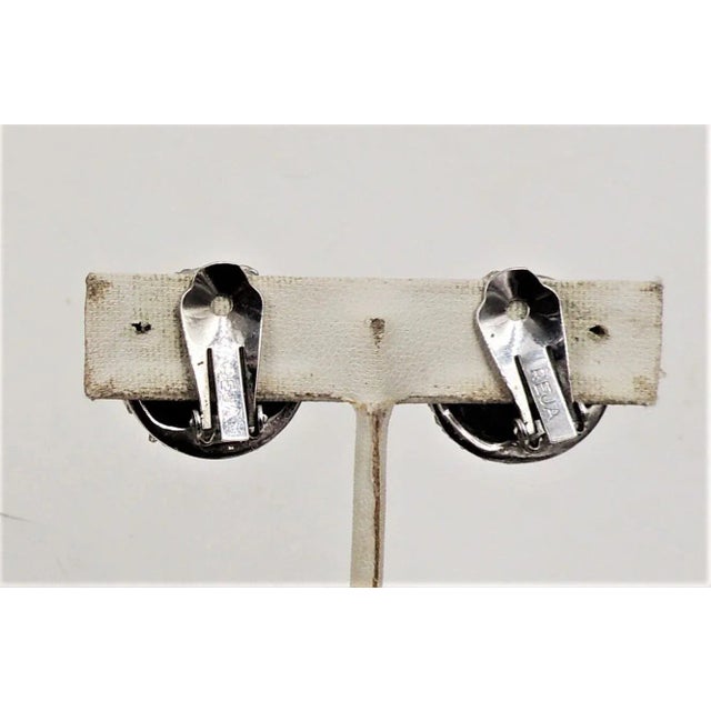 Vintage 1950s Signed Reja Pave Clear Rhinestone Leaf Clip Earrings - 2 Pieces For Sale - Image 4 of 8