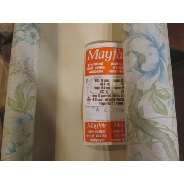 Vintage 1970s Blue Peony Motif Wallpaper For Sale - Image 10 of 10