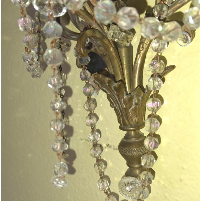 19thc French Regency Bronze With Cut Crystal Single Light Wall Sconces a - Pair For Sale - Image 9 of 12