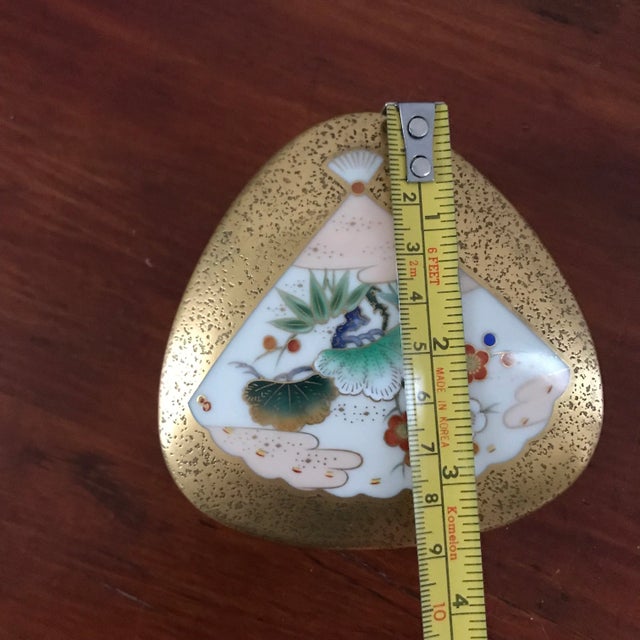 Ceramic Vintage Gold Lusterware Porcelain Fan Box From Japan For Sale - Image 7 of 10