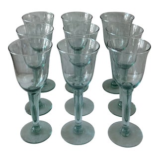 Set of 9 La Mediterranea Green Spanish Goblets For Sale