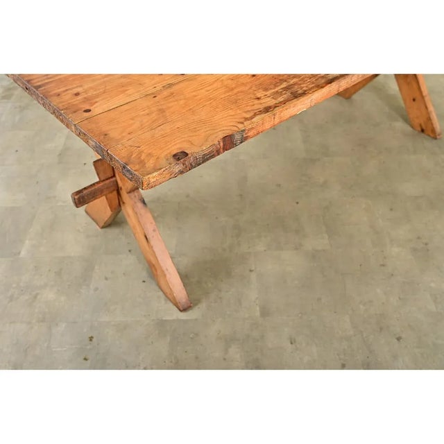 Swedish Early 20th Century Pine Trestle Table For Sale - Image 12 of 12