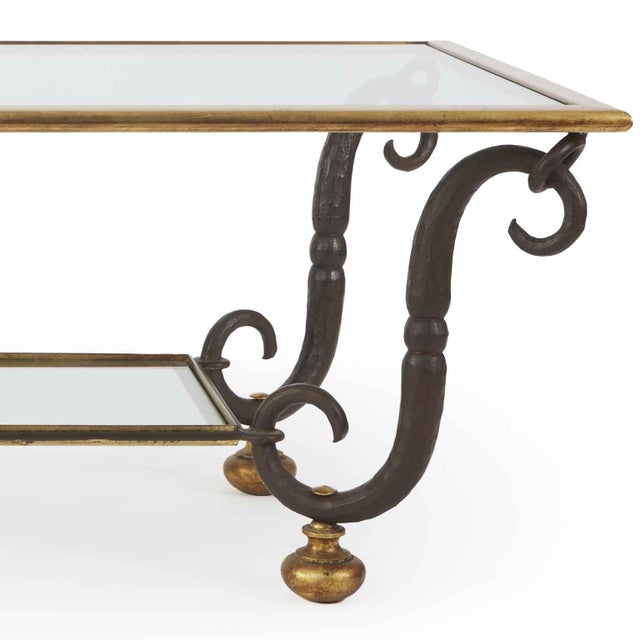 Brown Rectangular Crystal and Iron Coffee Table, 1980s For Sale - Image 8 of 9