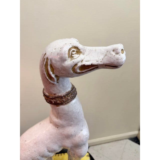 1970s Italian Terracotta Glazed Greyhound on Seated Base For Sale - Image 11 of 12