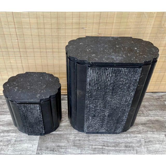 A Pair of Postmodern Marble Pedestals. Circa 1980s For Sale - Image 13 of 18